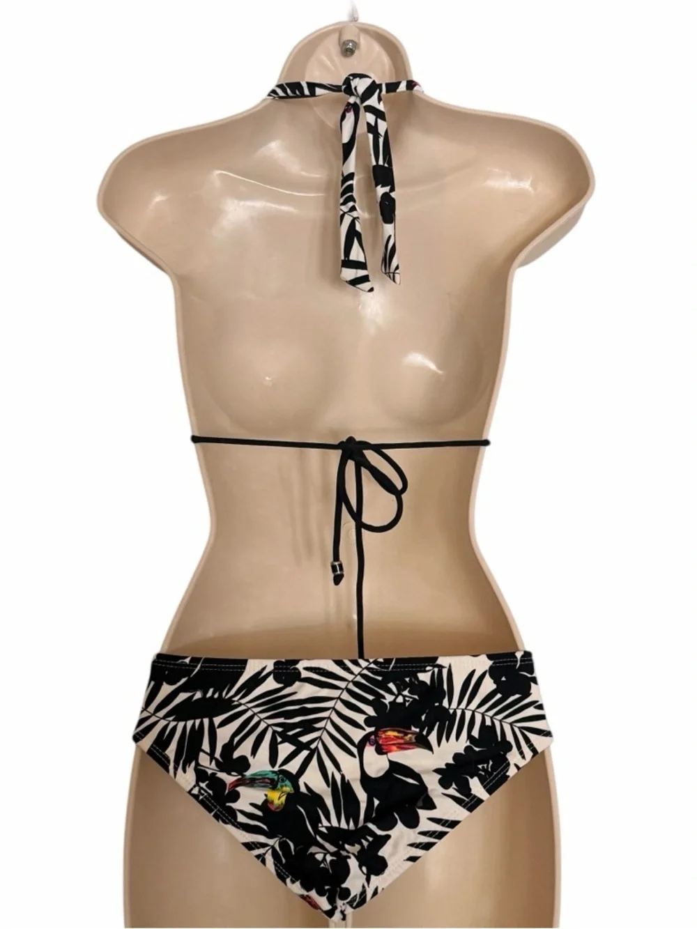 Shoshanna Black & White Tropical Print Bikini Bottom Size Petite XS - Picture 3 of 5